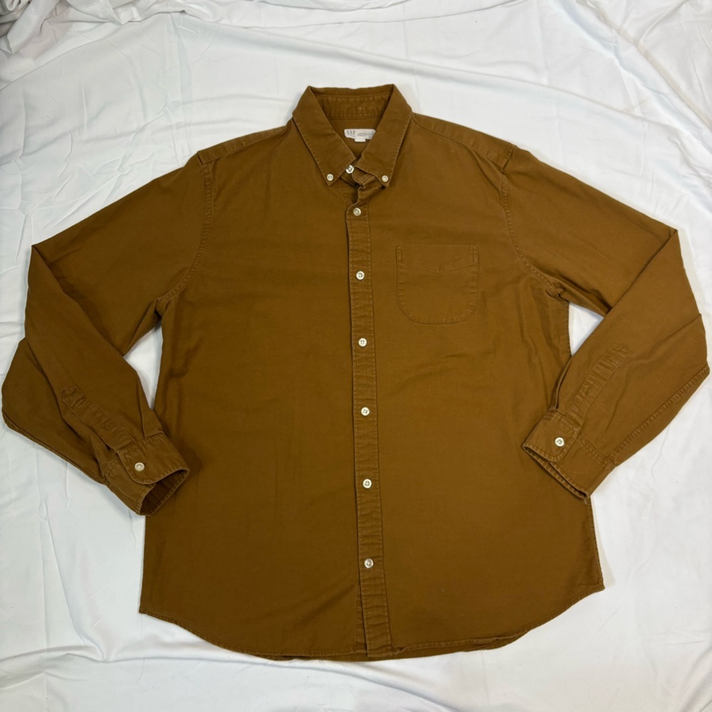 Gap Standard Fit Stretch Button Up Down Shirt Mens Large Carhartt Colour Brown